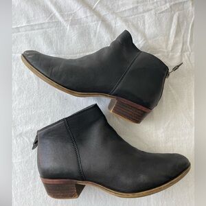 Lucky Brand Black Leather Brenna Ankle Boots Size 8M/38